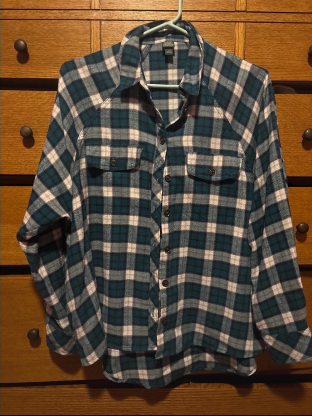 Women’s Plaid Button-Up Shirt - Blue & White